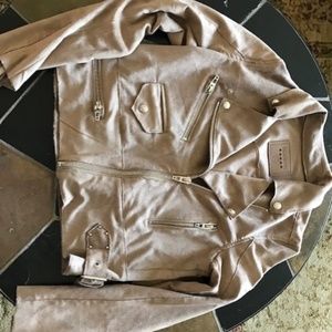Blank NYC Elliott Moto Jacket Tan Vegan Suede